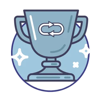 A trophy cup with a repeat symbol.